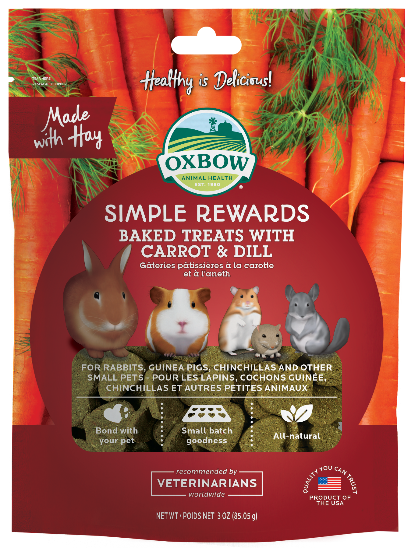Oxbow Simple Rewards Baked Treat Carrot & Dill 60g