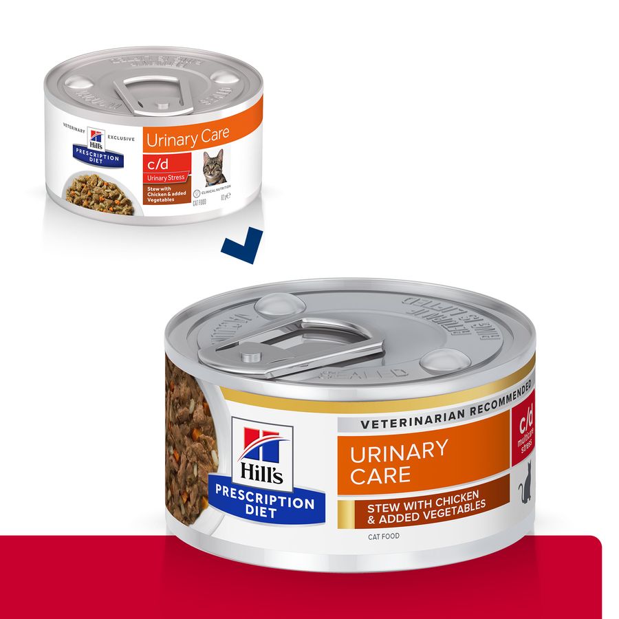 Hill's Prescription Diet c/d Multicare Stress Urinary Care Stew Cat Food with Chicken & added Vegetables can