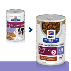 Hill's Prescription Diet i/d Low Fat Digestive Care Stew Dog Food with Chicken & added Vegetables 354g Can