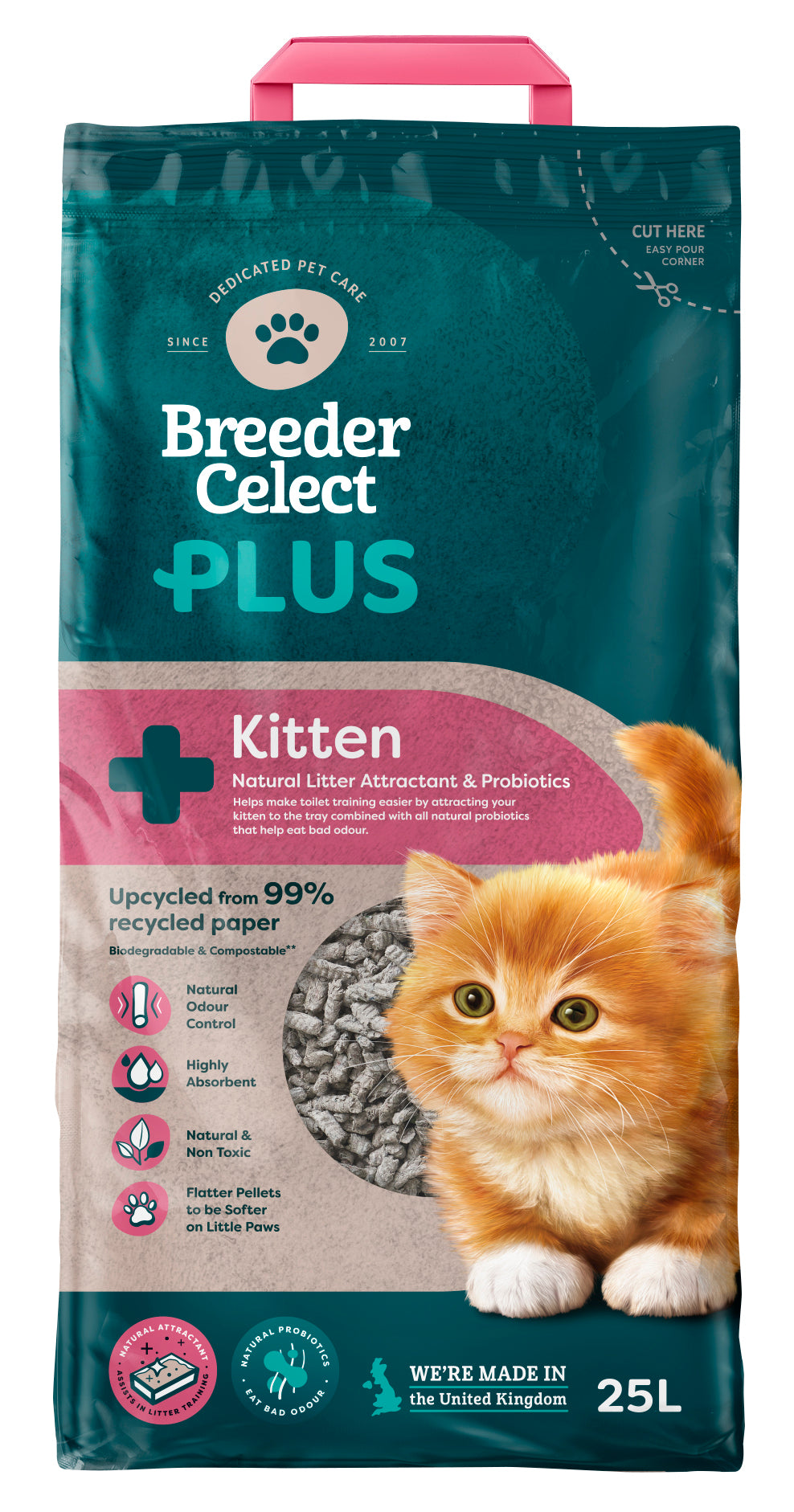 Breeder Celect Recycled Paper PLUS Kitten 25L