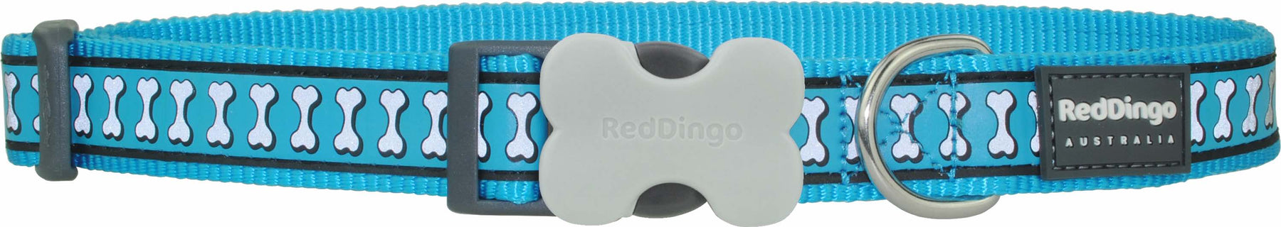 Red Dingo Reflective Turquoise Dog Collar