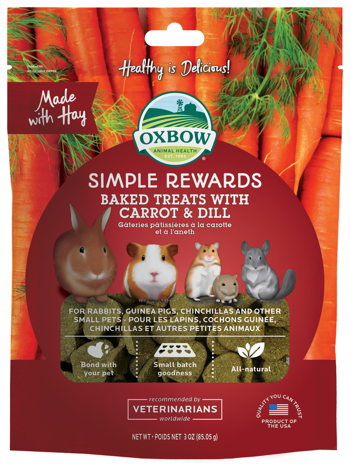 Oxbow Simple Rewards Baked Treat Carrot & Dill 60g