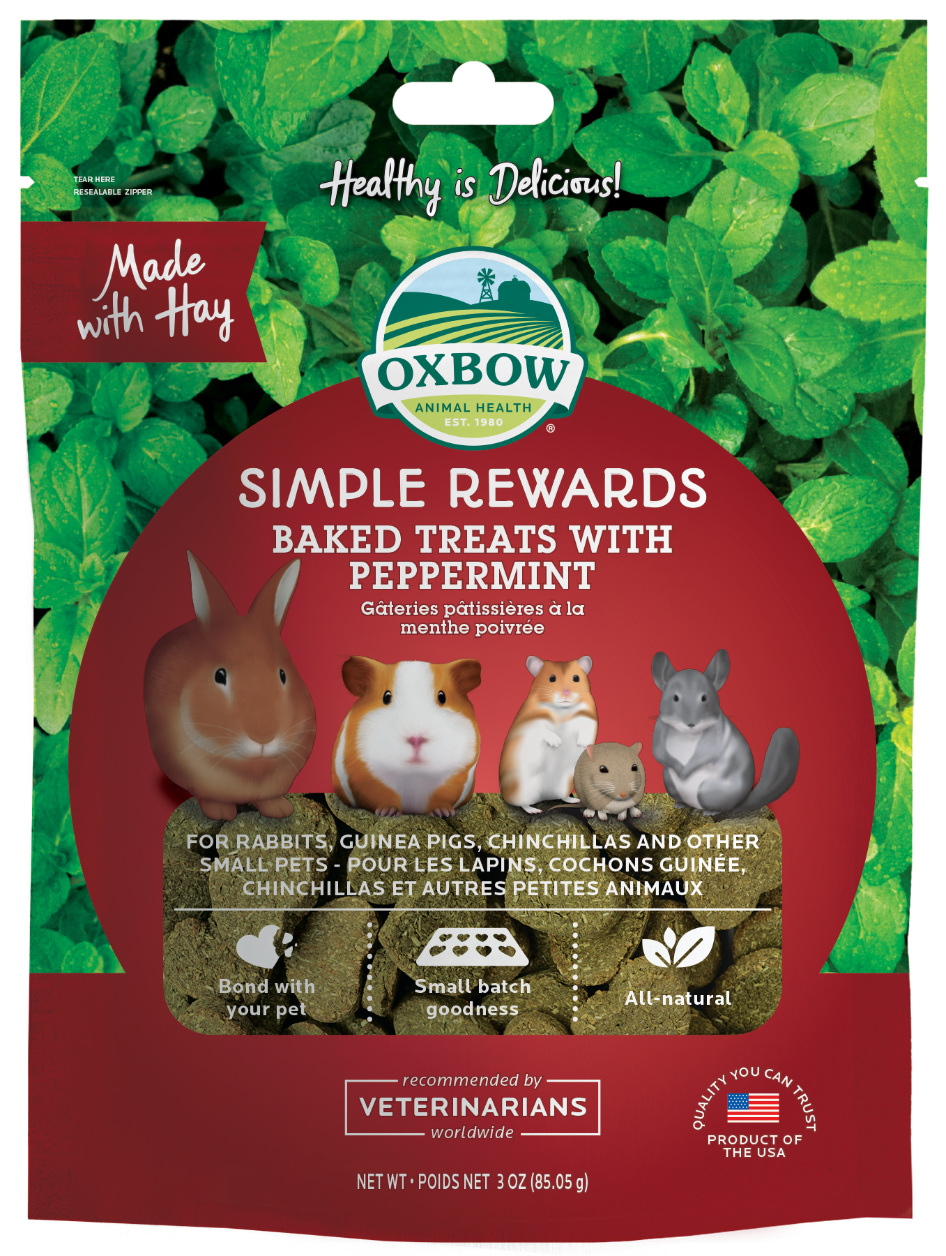 Oxbow Simple Rewards Baked Treat Peppermint 60g