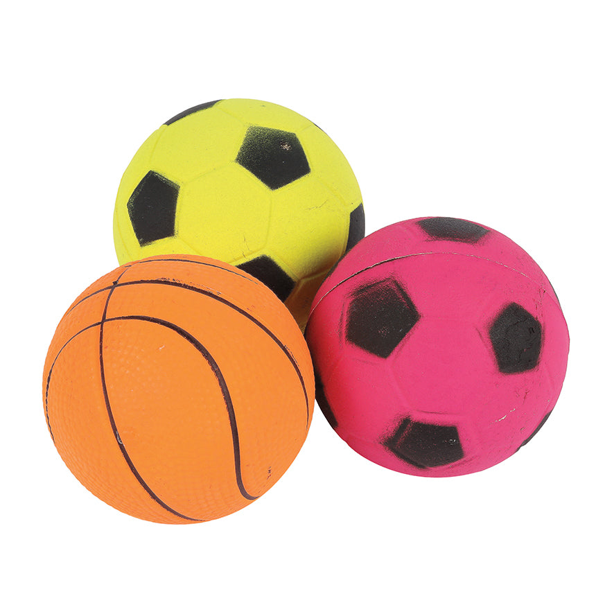 Neon Sports Ball 3pk Dog Toy