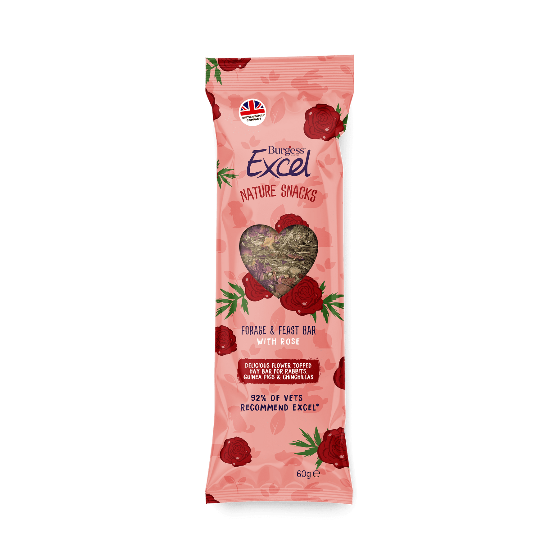 Burgess Excel Forage & Feast Hay Bar With Rose 60g