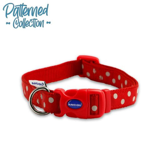 Polka Dog Collar Red Medium