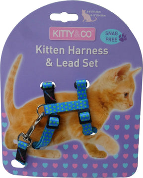 Spotty Snag-Free Kitten Harness And Lead Set