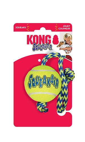 KONG SqueakAir® Tennis Ball With Rope Dog Toy