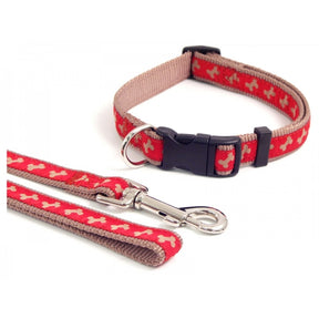 Wag n Walk Red/Beige Bone Dog Collar